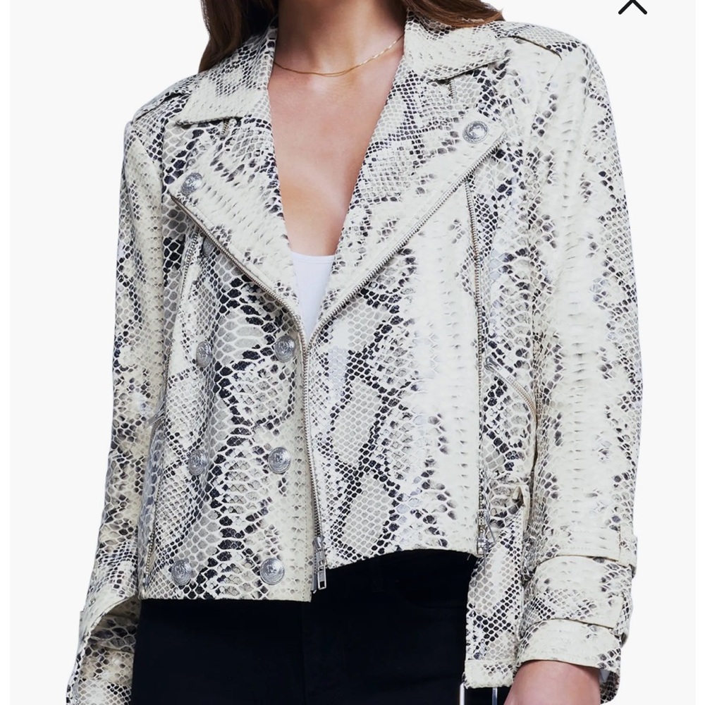 L’Agence Baldwin Snake Print Leather Moto Jacket